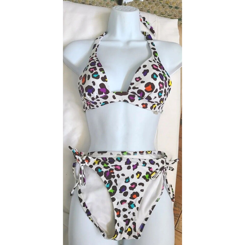 Victoria Secret White Cheeky Leopard Bikini Womens Size Small Bottom - Small Top